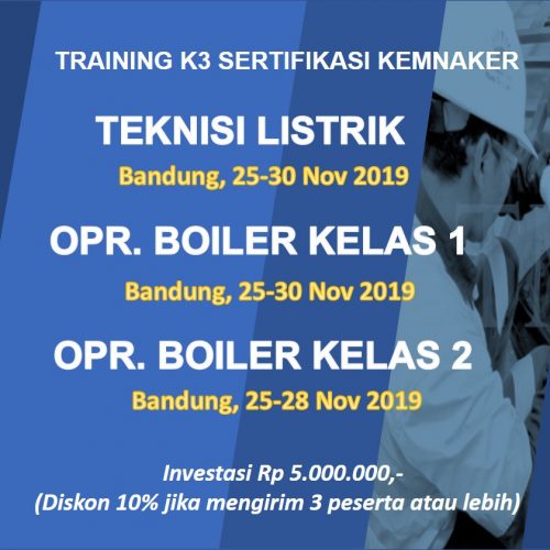 Pelatihan K3 Jakarta Listrik Forklift Fire Crane Sertifikat Kemnaker